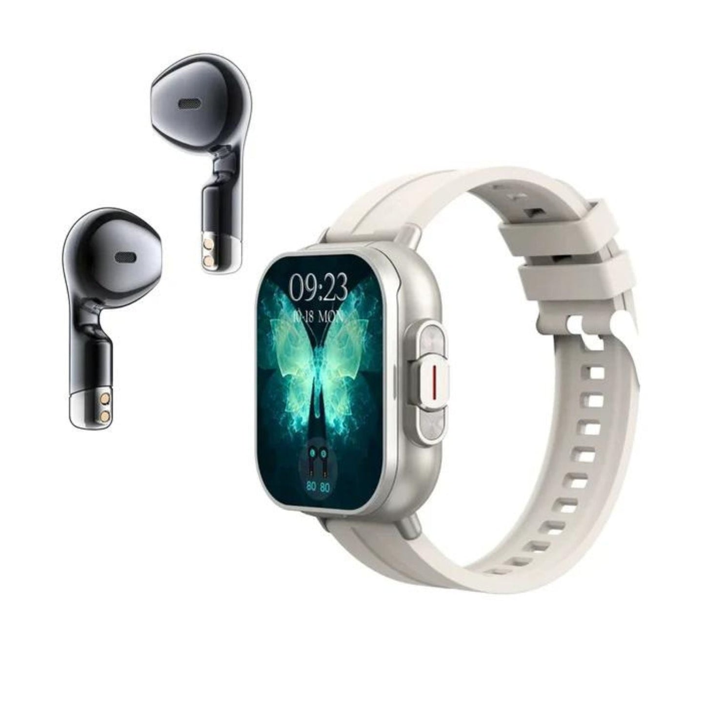 Montre connectée et écouteurs 2 - en - 1 - Blanc - Launchify