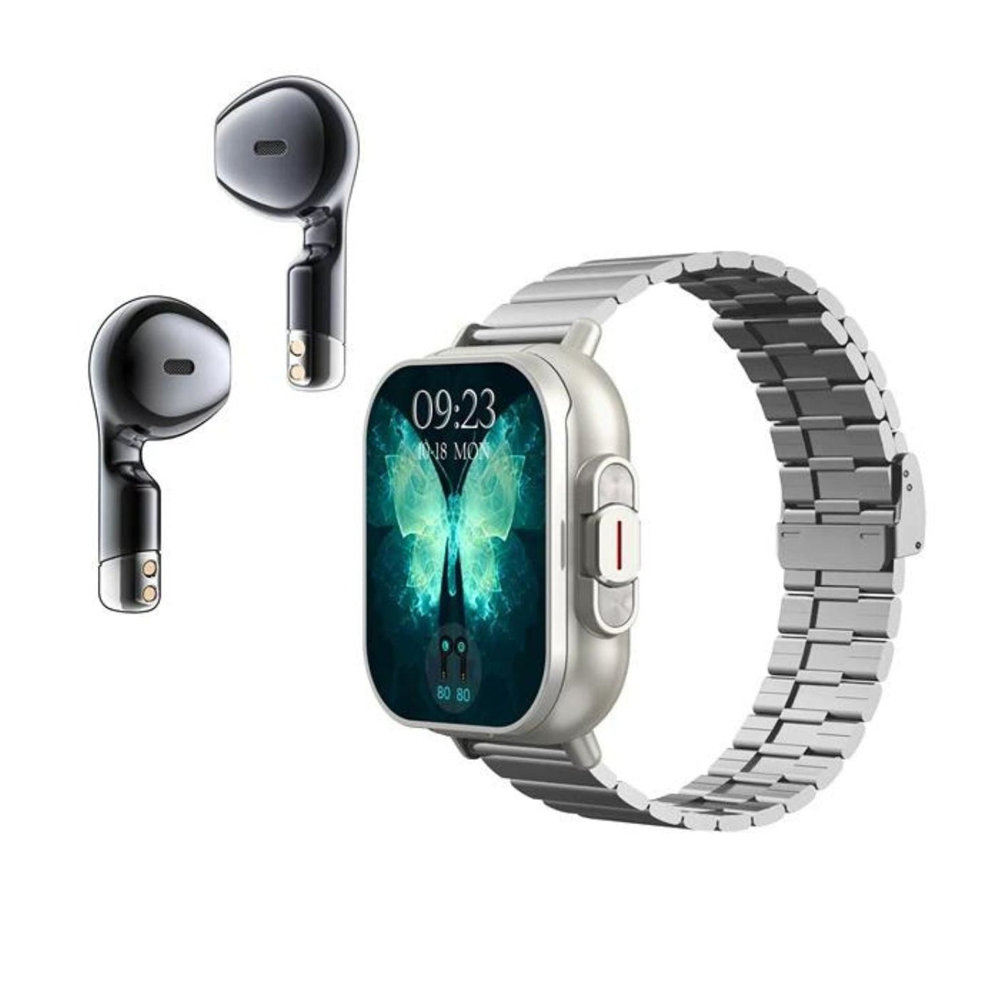 Montre connectée et écouteurs 2 - en - 1 - Gris clair - Launchify